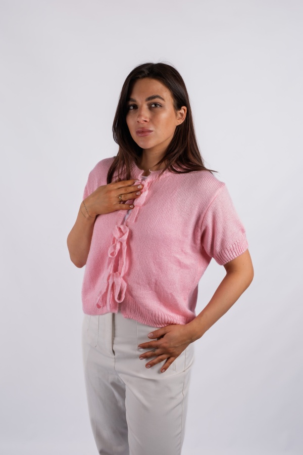 Rosa - cardigan with short sleeves and bows 2