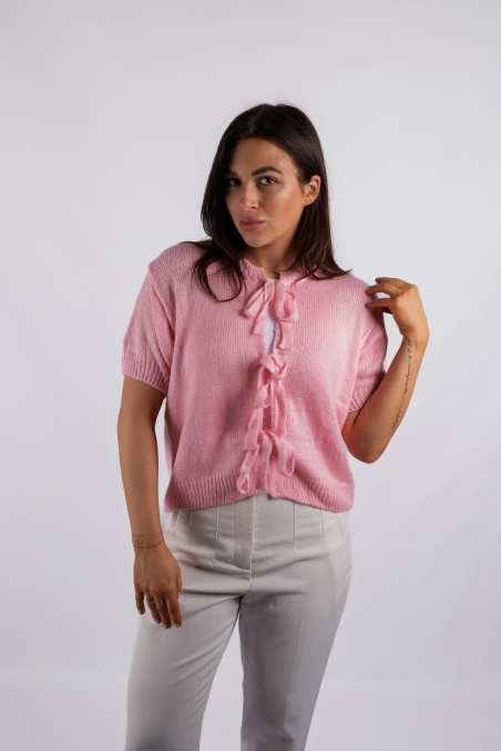 Rosa - kardigan z krótkim rękawem i kokardkami