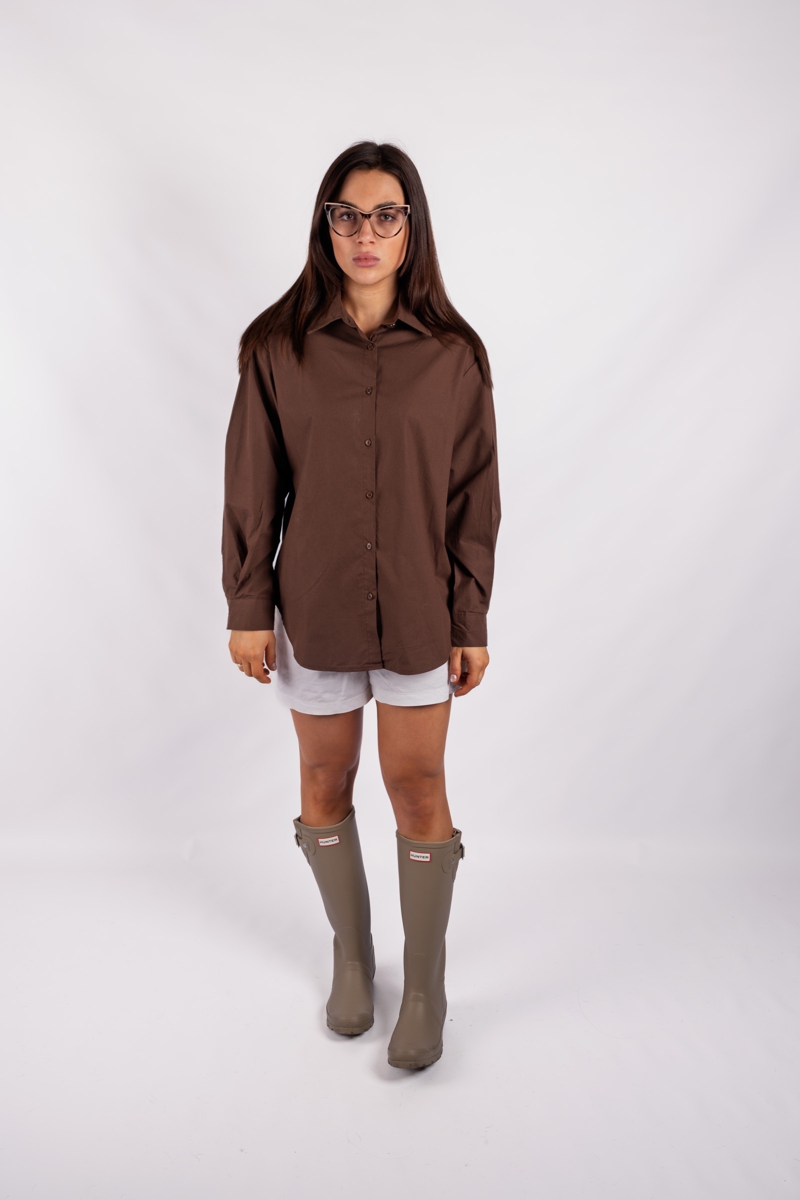 Lorene - chocolate shirt tied at the back