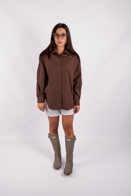 Lorene - chocolate shirt tied at the back