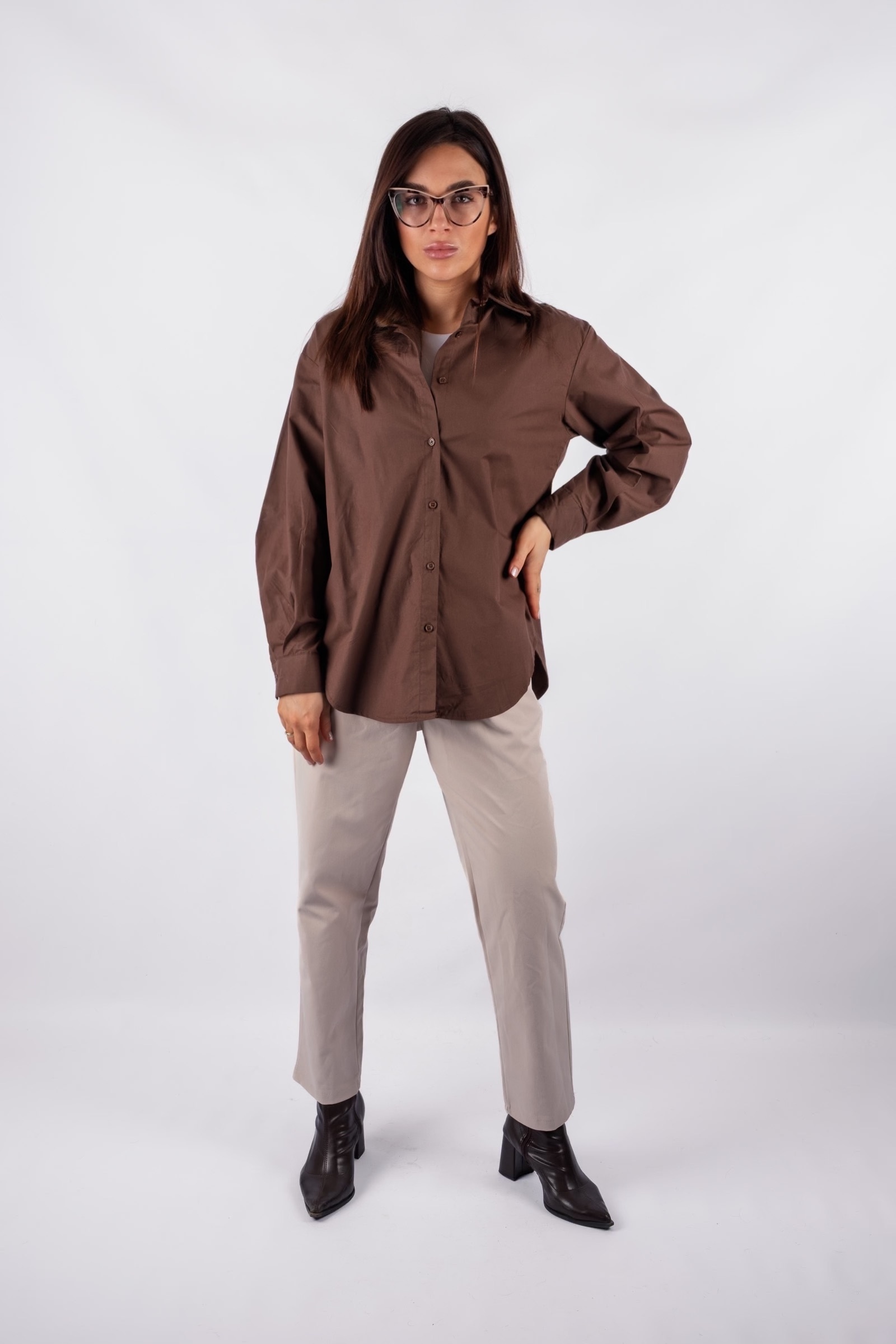Lorene - chocolate shirt tied at the back