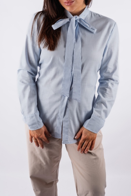 Mia - light blue tie-neck shirt