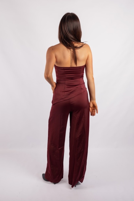 Bianco - asymmetrical burgundy satin set