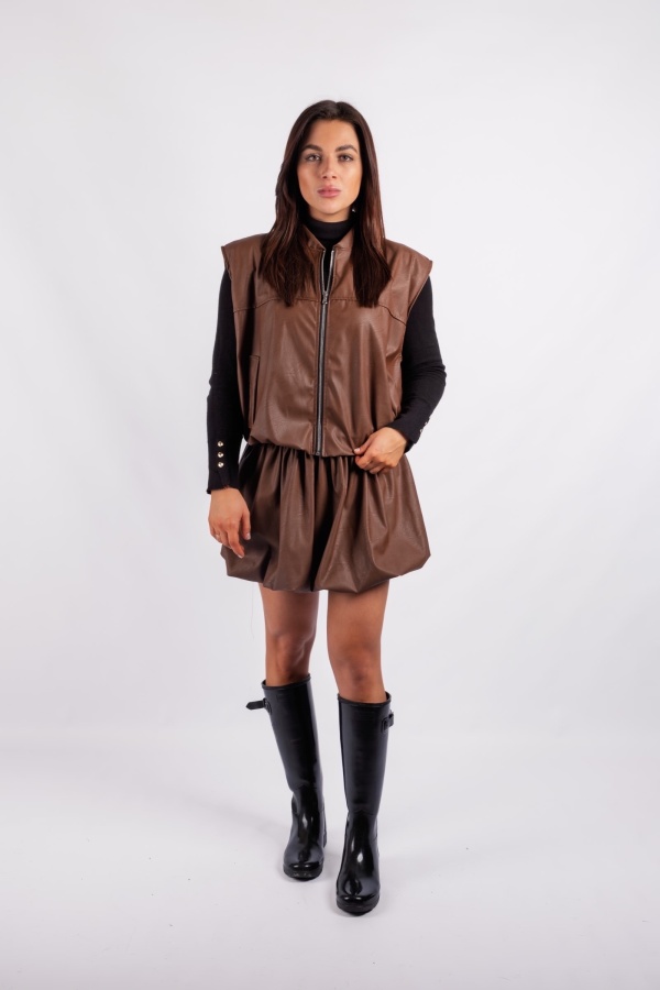 Filo - chocolate vest made of eco-leather 2