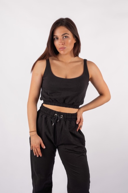 Leda - black tracksuit set with a black top