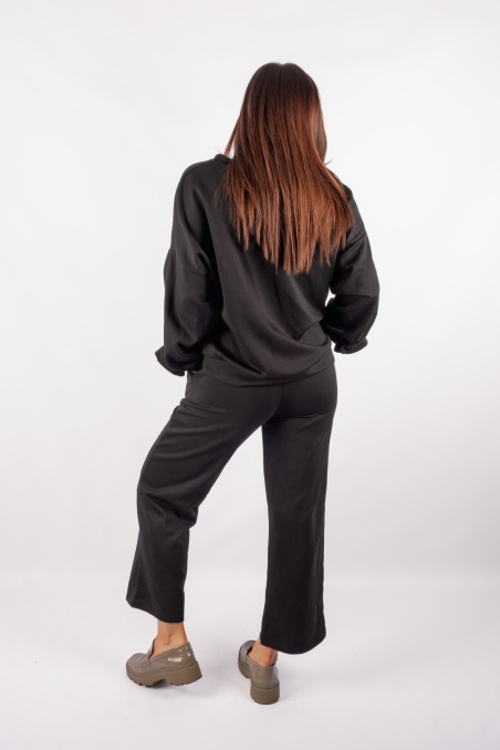 Eve - black tracksuit set with a rose
