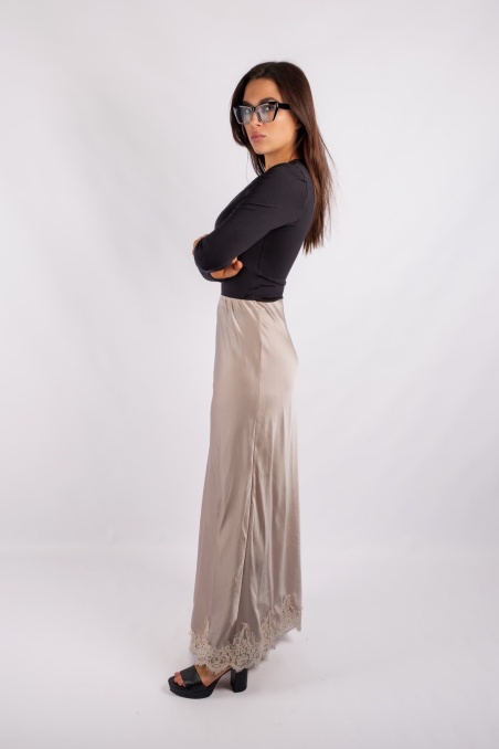 Santy - satin pencil skirt with lace