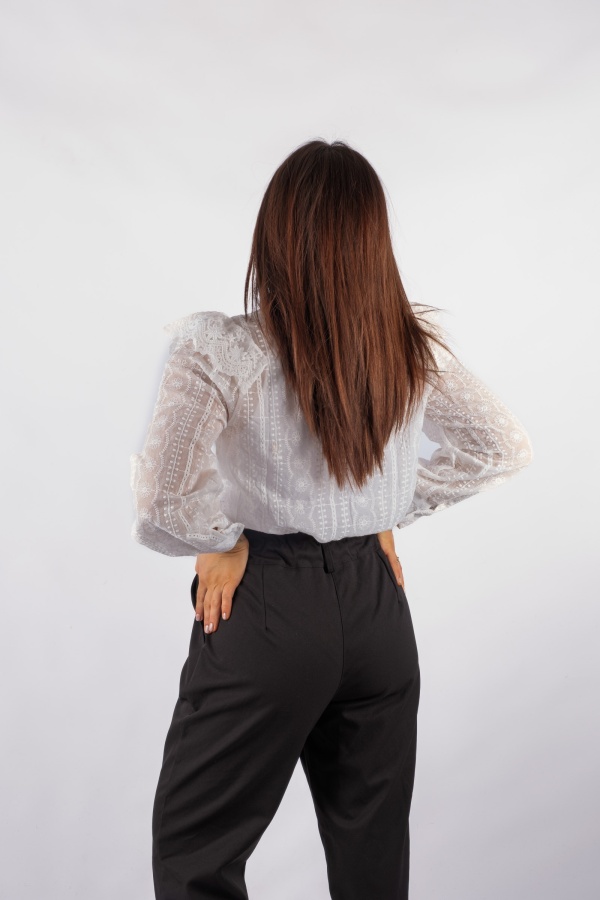 Bella - lace white shirt with embroidery 2