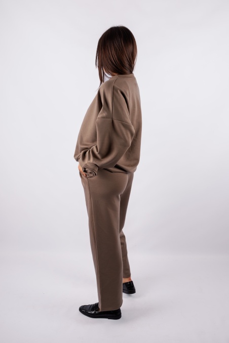 Eve - dark beige tracksuit set with rose