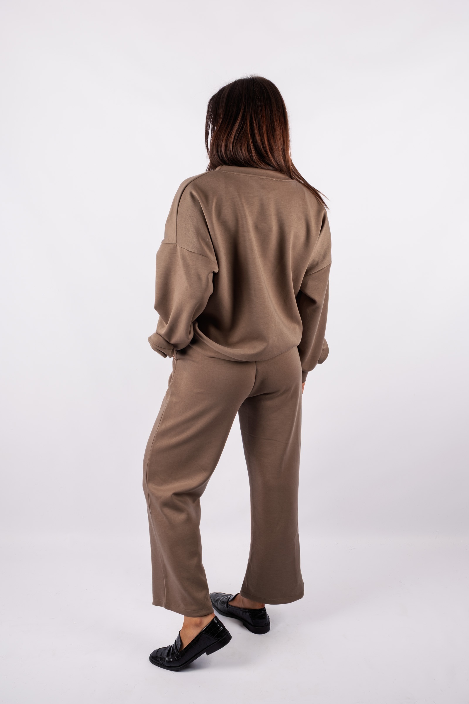 Eve - dark beige tracksuit set with rose