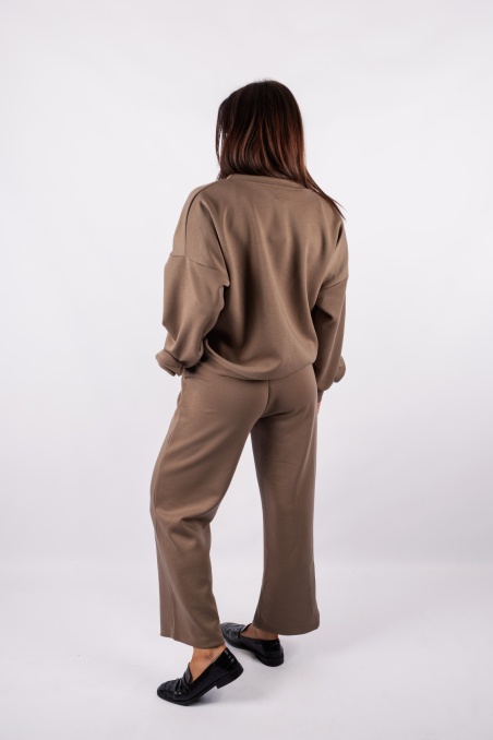 Eve - dark beige tracksuit set with rose