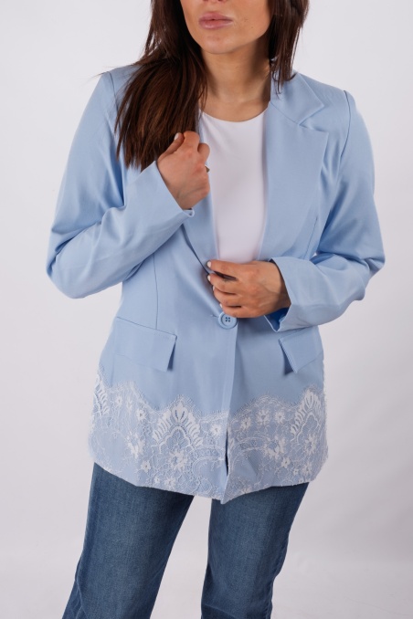 Coren - light blue blazer with lace