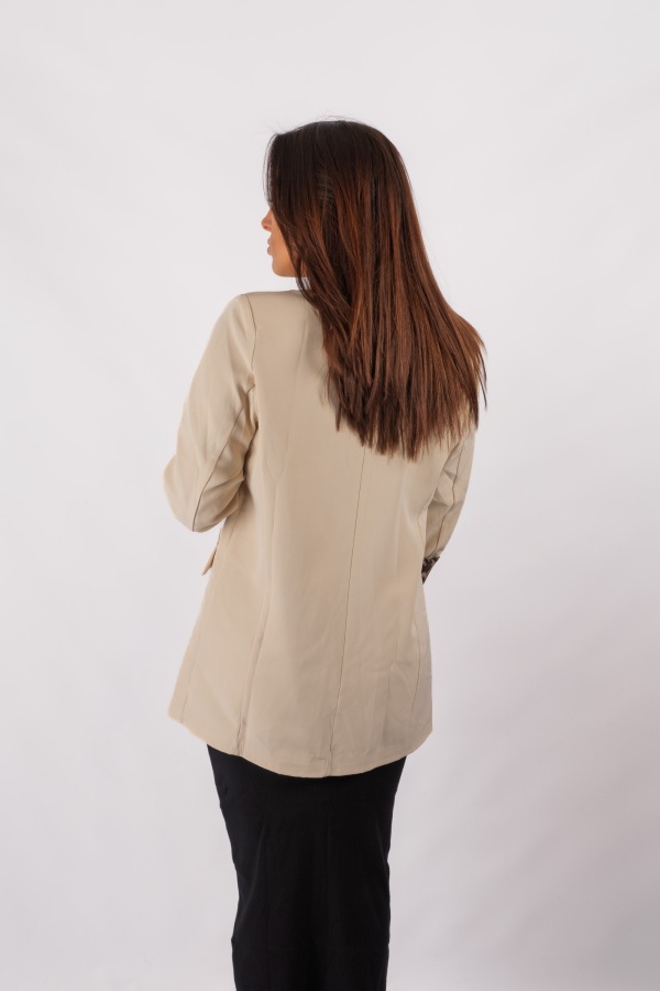 Print - light beige blazer with leopard-print lining 2