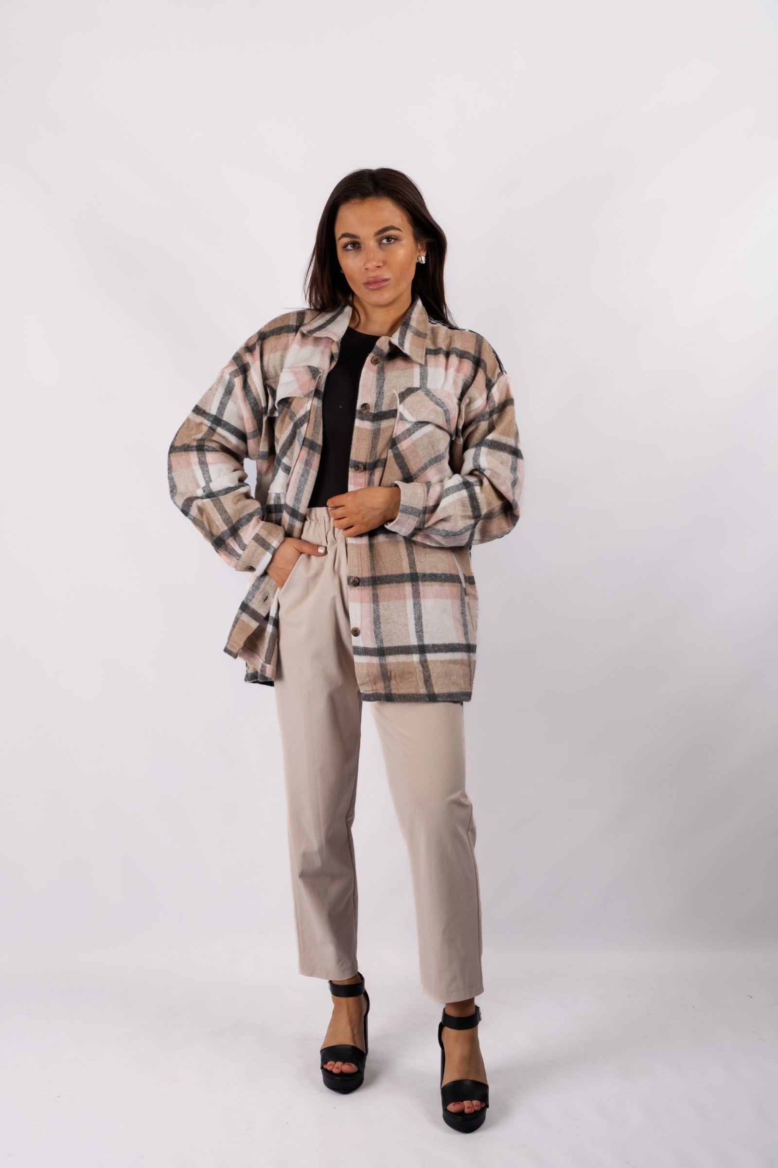 Vive - multicolour asymmetrical check shirt