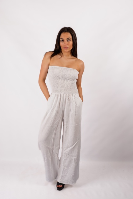 Vanil - ecru sleeveless straight-cut jumpsuit