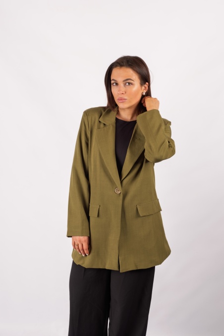 Mera - straight olive blazer