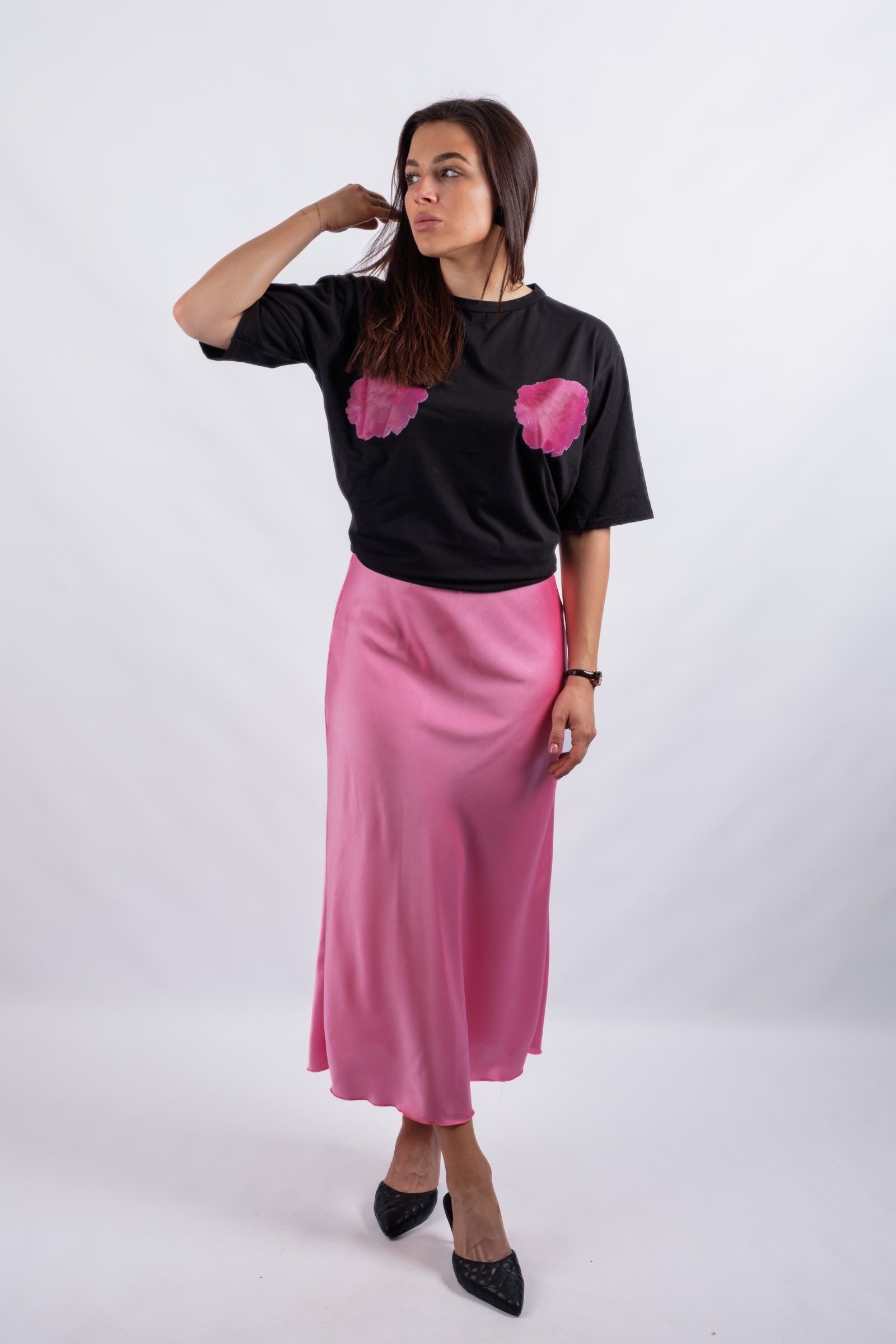 Fira - floral T-shirt in deep pink