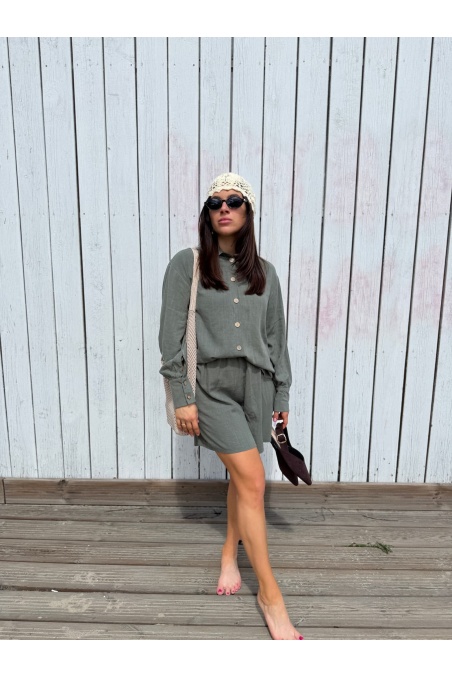 Karen - khaki shirt and shorts set