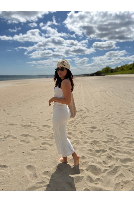 Luna - white cotton pencil skirt and top set