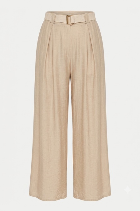 Palazo - beige straight viscose trousers