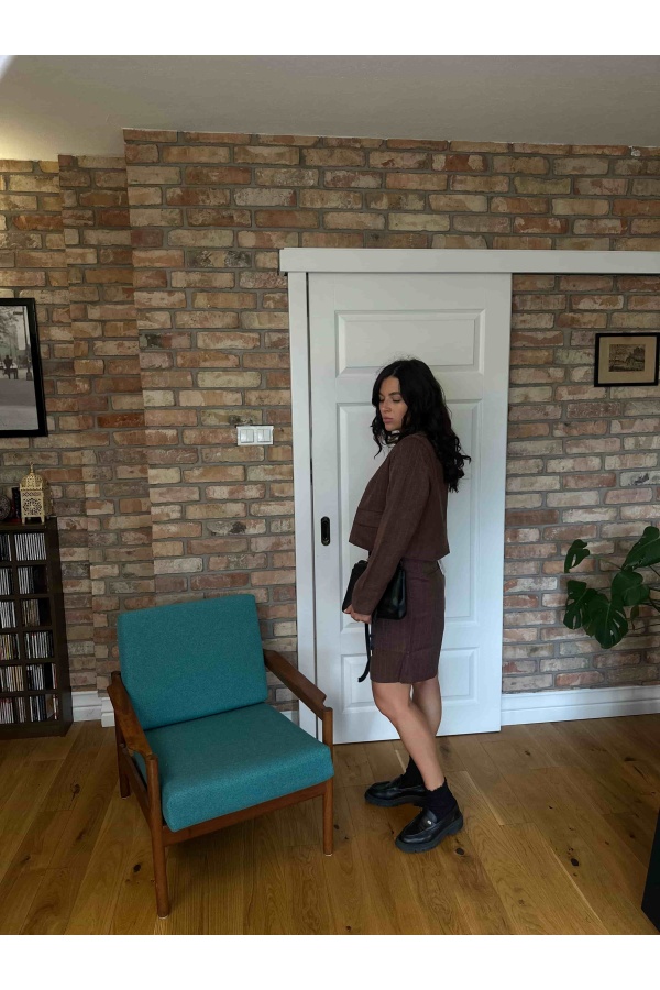 Fiora - cropped chocolate blazer from the set | Nimes Boutique