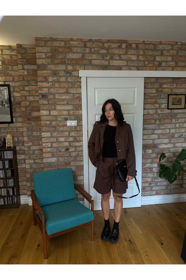 Fiora - cropped chocolate blazer from the set | Nimes Boutique 2