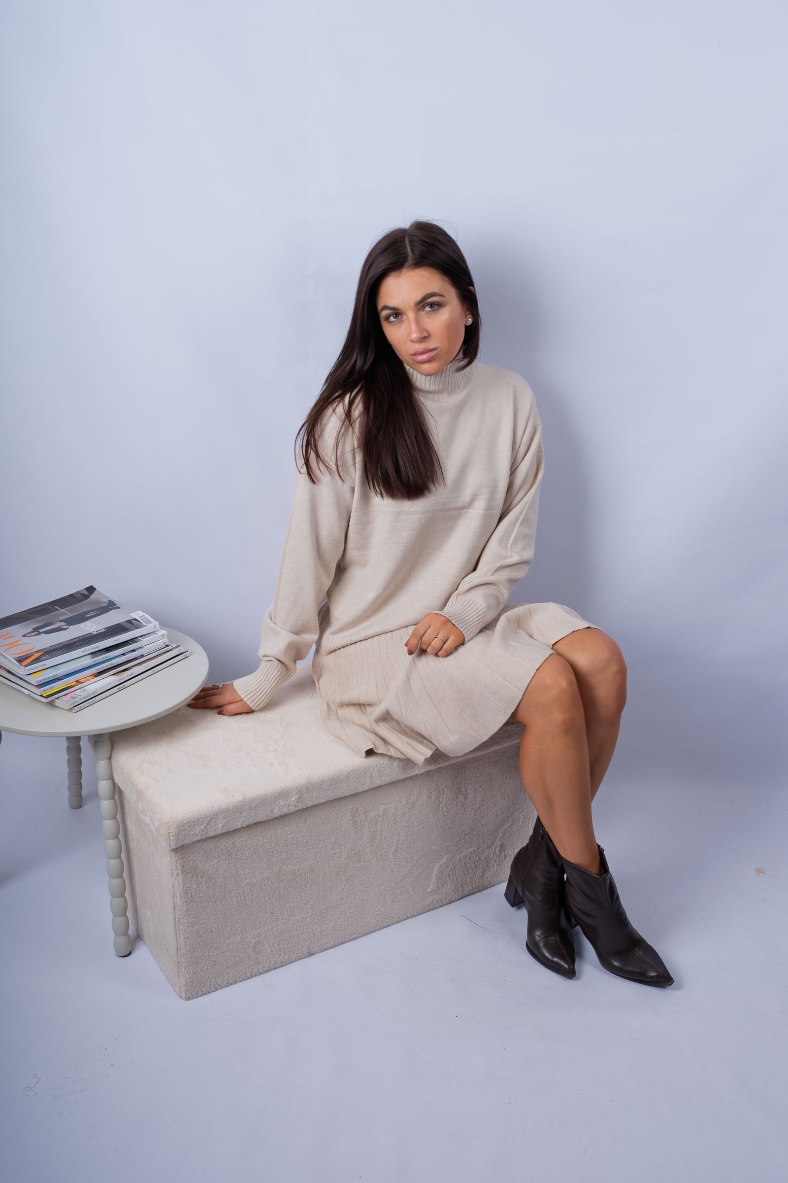Bianka - beige turtleneck jumper from the set | Nimes Boutique
