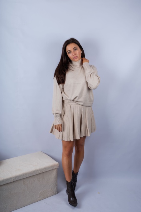 Bianka - plisowana beżowa spódniczka od kompletu | Nimes Boutique