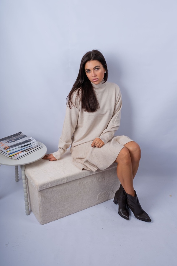 Bianka - plisowana beżowa spódniczka od kompletu | Nimes Boutique 2