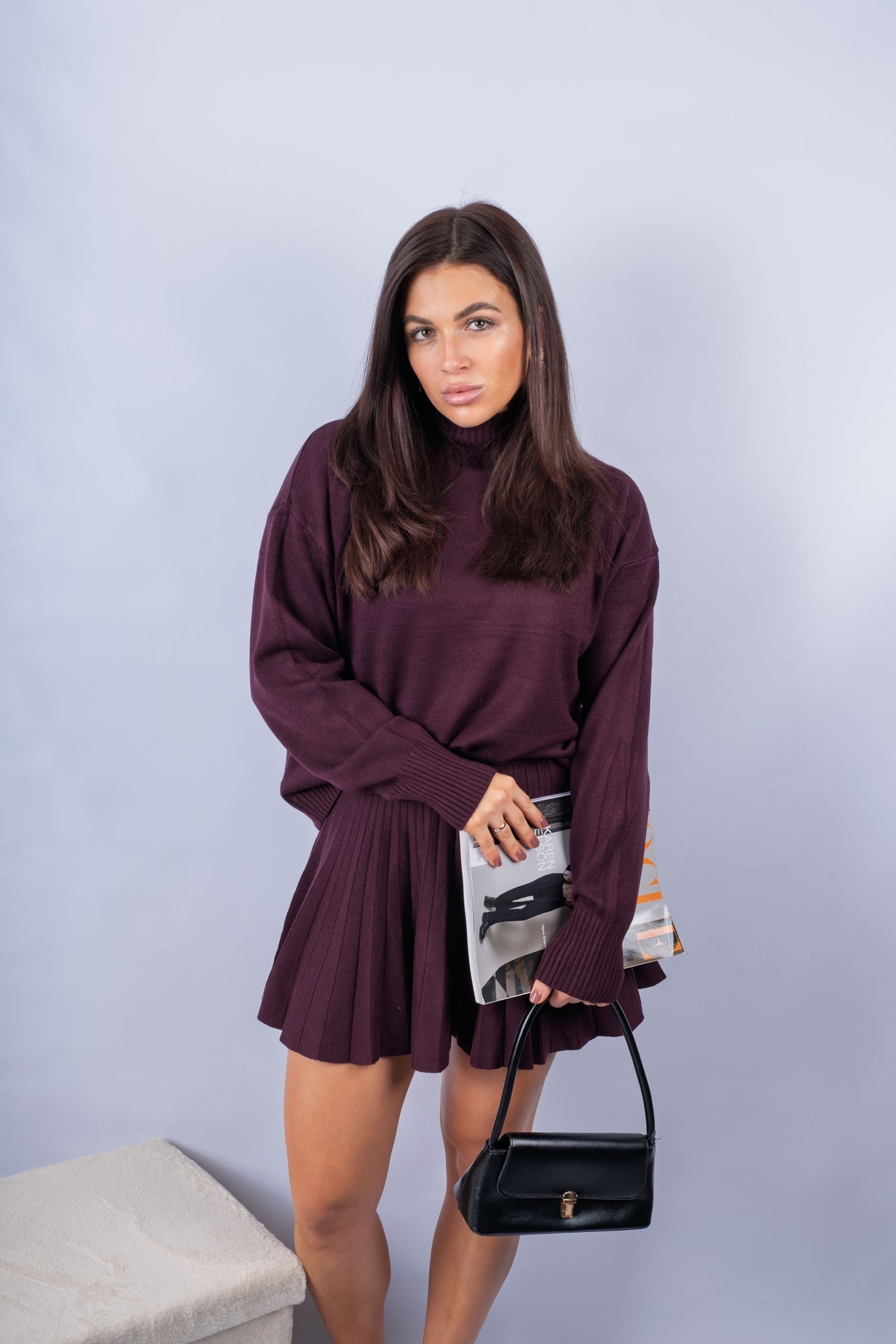 Ciru - burgundy turtleneck jumper from the set | Nimes Boutique
