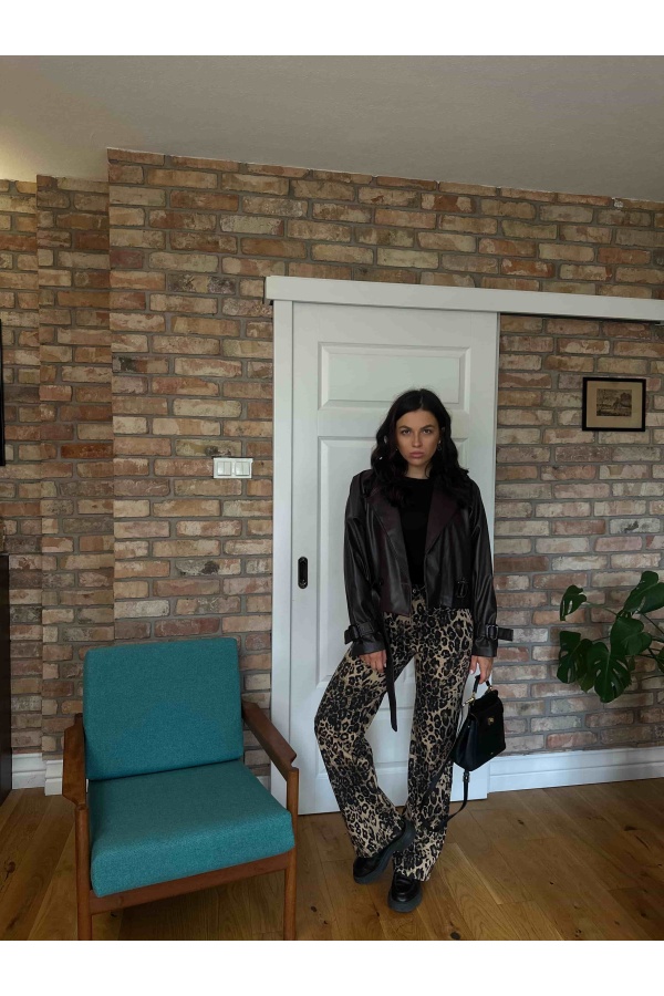 Geo - leopard-print wide-leg jeans | Nimes Boutique