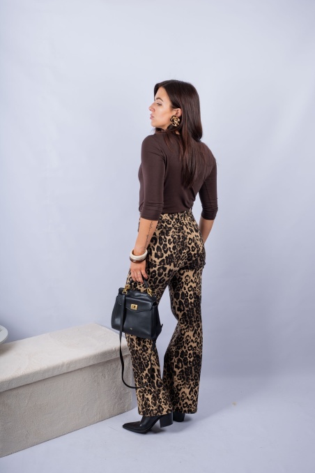 Geo - jeansy w panterkę z szerokimi nogawkami | Nimes Boutique