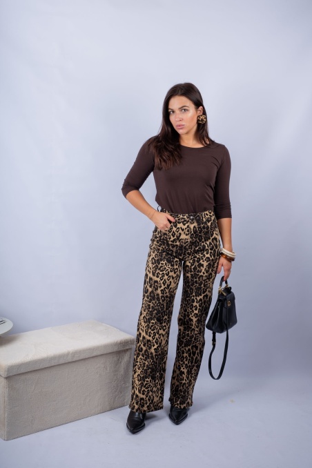 Geo - jeansy w panterkę z szerokimi nogawkami | Nimes Boutique