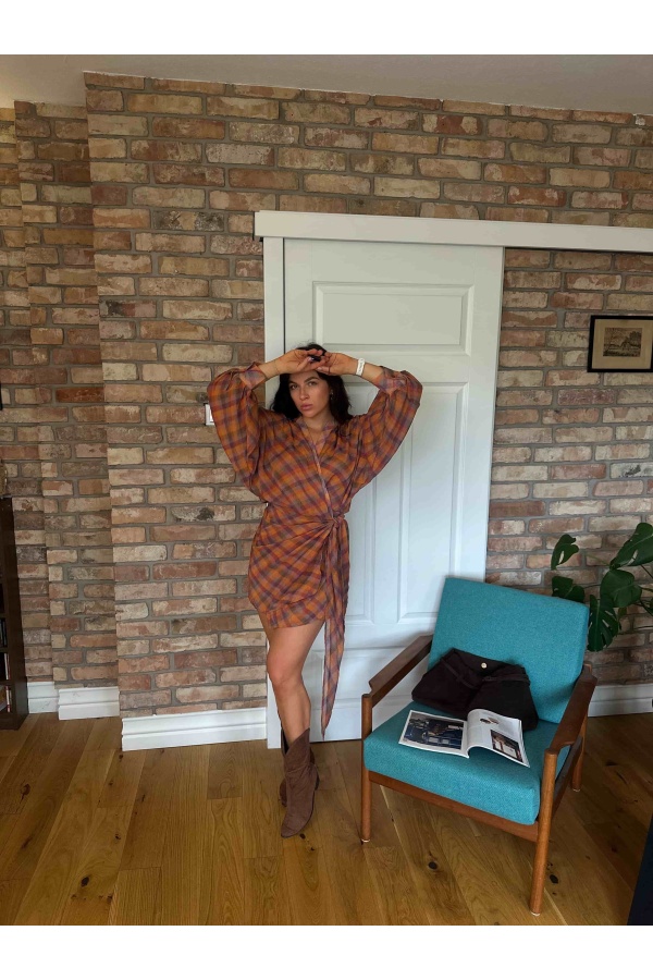 Elira - asymmetric checked dress | Nimes Boutique 2