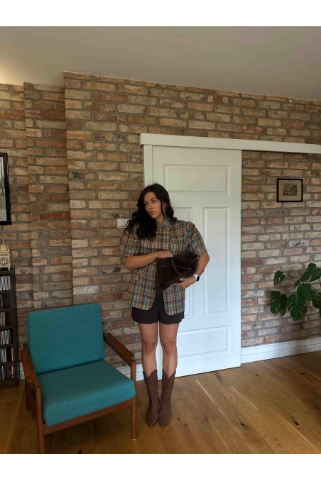 Victoria - checked blazer with 3/4 sleeves | Nimes Boutique